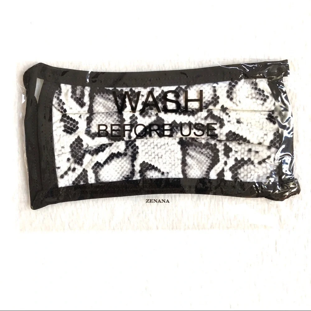 🔴 5 for $10 ONE Zenana Snakeskin Print Cotton Face Mask